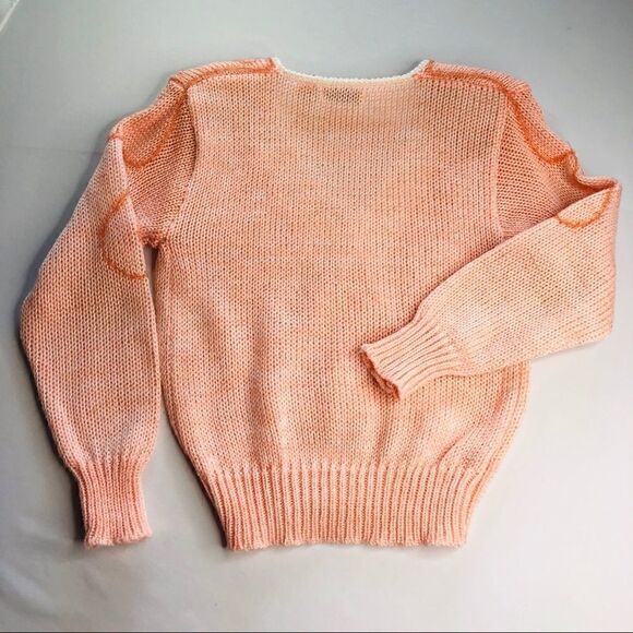 CHARLOTTE Van HORNE V-neck Sweater, Peach Coral Pink - Picture 7 of 10